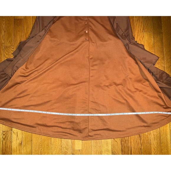 RUST BROWN PUMPKIN RUFFLED SKIRT - Picture 8 of 9